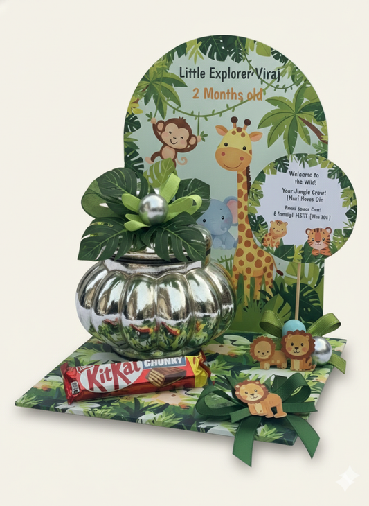 Welcome to the Wild" Personalized Baby Arrival Announcement Hamper